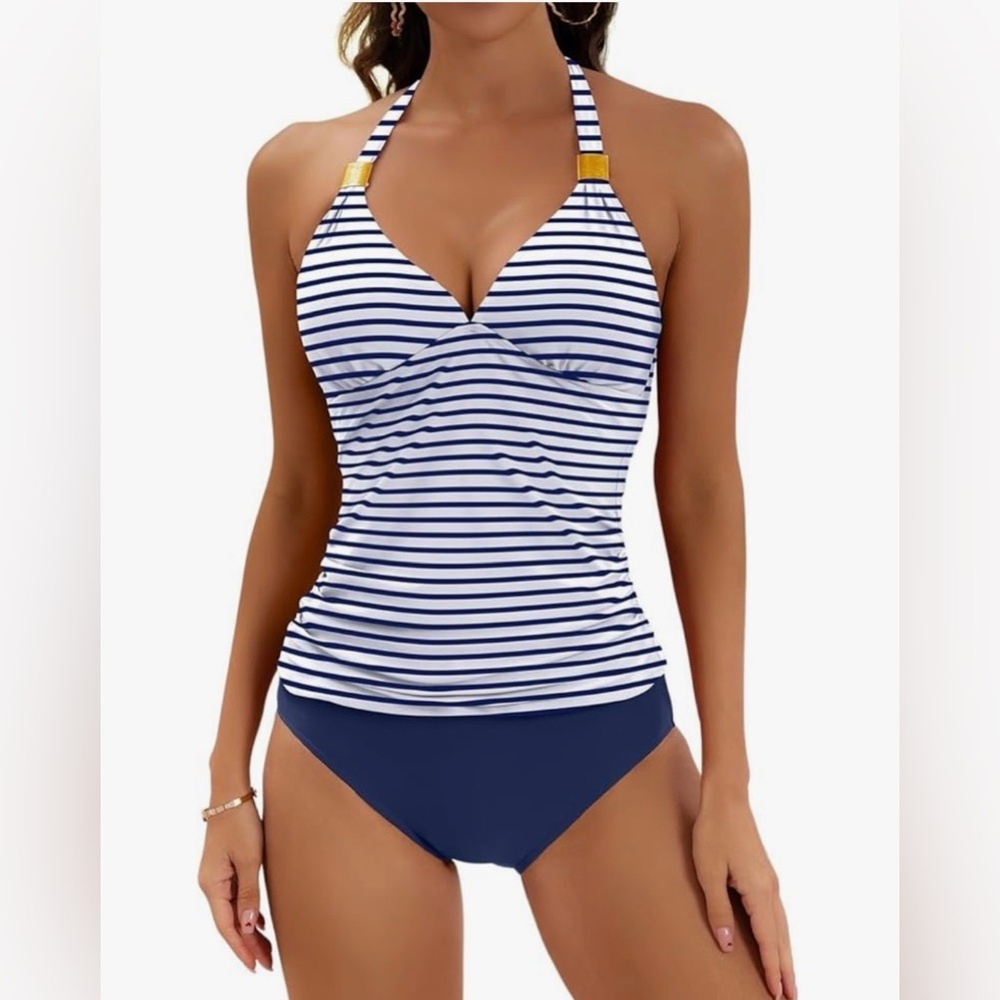 Nautical Striped Halter Bikini Set